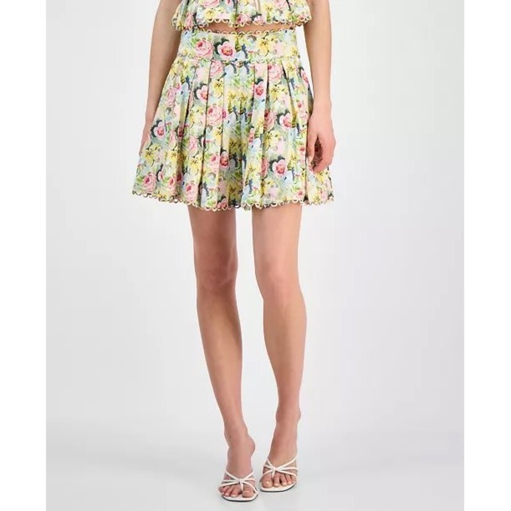 En Saison Cairo Skort Women S Multicolor NWT Floral Pleated Scalloped Trim